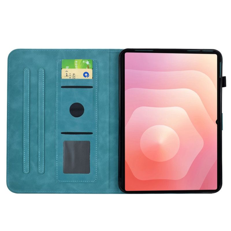 Læder Cover Samsung Galaxy Tab S11 Blomstermønster I Ruskind