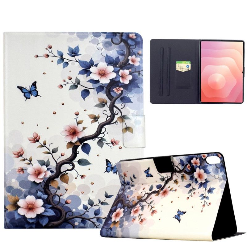 Læder Cover Samsung Galaxy Tab S11 Telefon Etui Blomster Og Sommerfugle