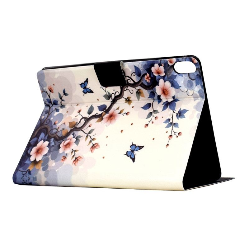 Læder Cover Samsung Galaxy Tab S11 Telefon Etui Blomster Og Sommerfugle