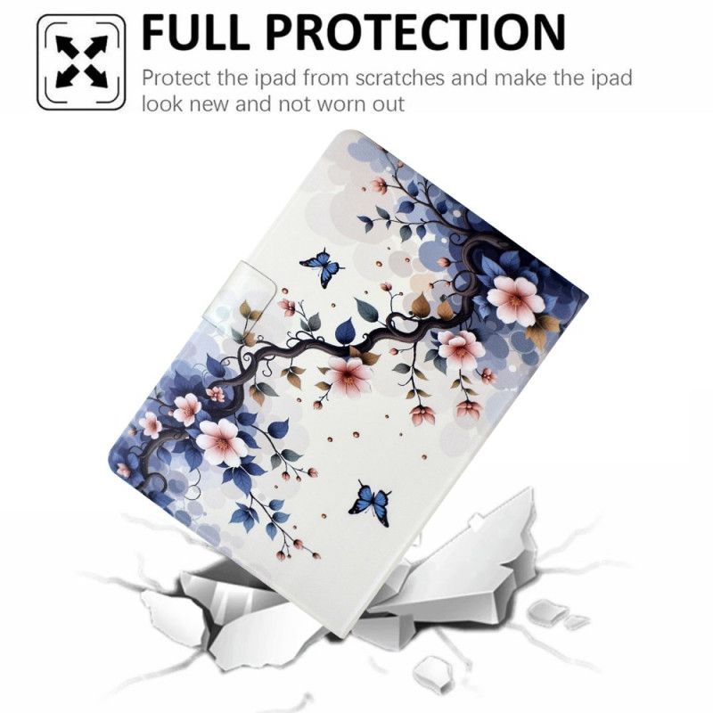Læder Cover Samsung Galaxy Tab S11 Telefon Etui Blomster Og Sommerfugle