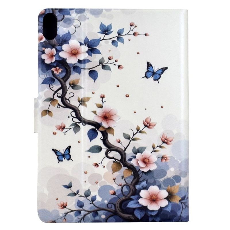 Læder Cover Samsung Galaxy Tab S11 Telefon Etui Blomster Og Sommerfugle
