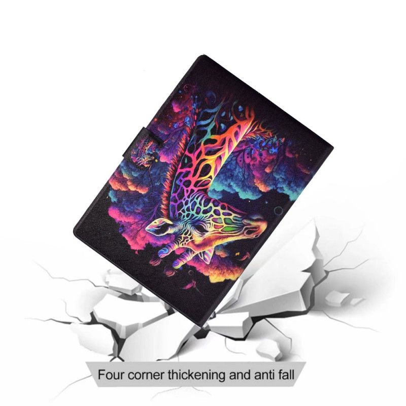 Læder Cover Samsung Galaxy Tab S11 Telefon Etui Farverig Giraf