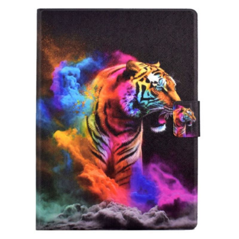 Læder Cover Samsung Galaxy Tab S11 Telefon Etui Farverig Tiger