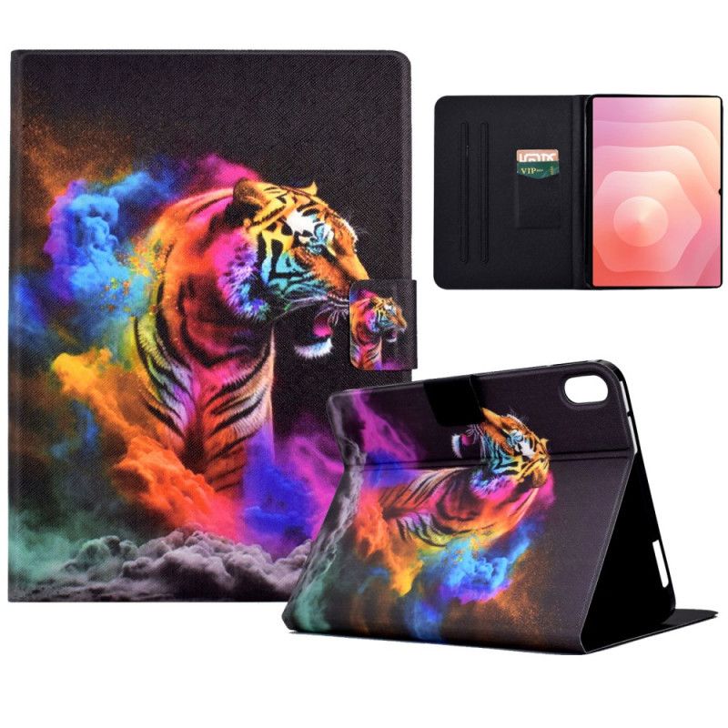 Læder Cover Samsung Galaxy Tab S11 Telefon Etui Farverig Tiger