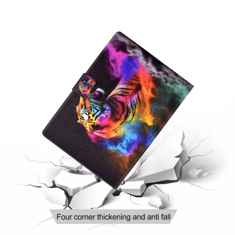 Læder Cover Samsung Galaxy Tab S11 Telefon Etui Farverig Tiger