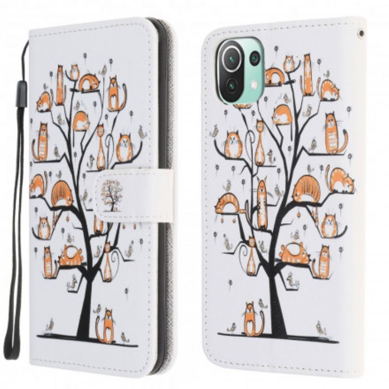 Flip Cover Xiaomi Mi 11 Lite 5g Ne / Mi 11 Lite 4g / 5g Funky Cats Strappy