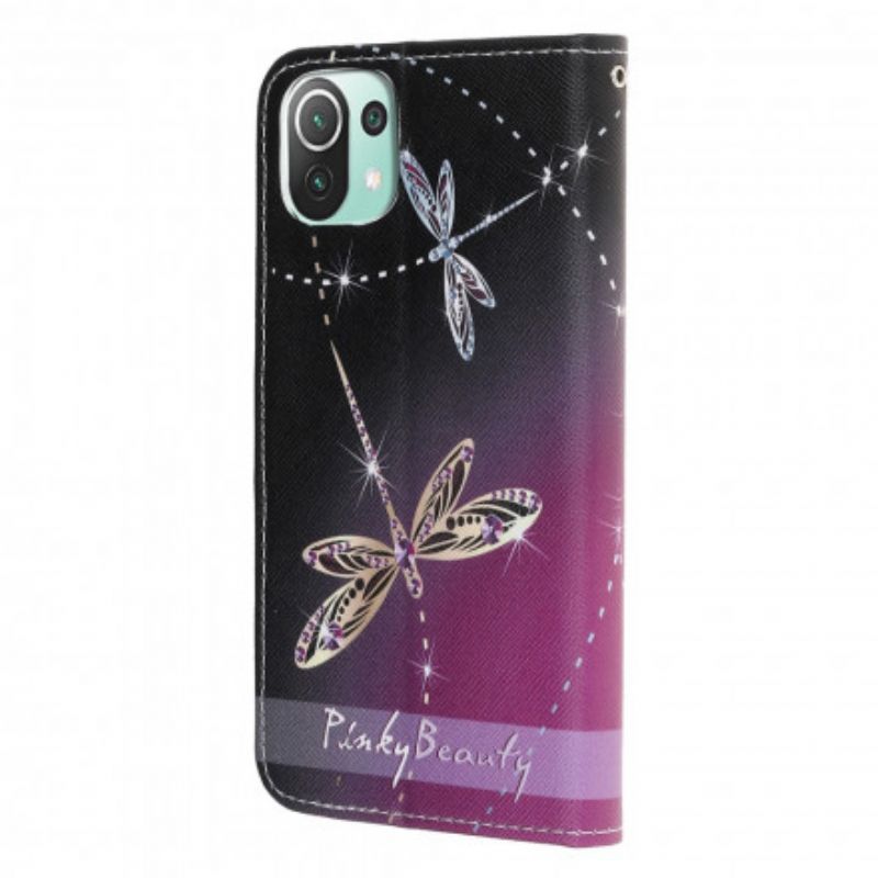 Læder Cover Xiaomi Mi 11 Lite 5g Ne / Mi 11 Lite 4g / 5g Dragonflies
