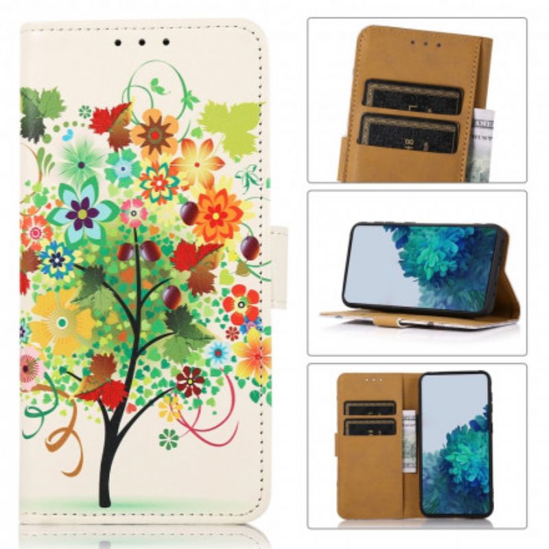 Læder Cover Xiaomi Mi 11 Lite 5g Ne / Mi 11 Lite 4g / 5g Telefon Etui Blomstrende Træ
