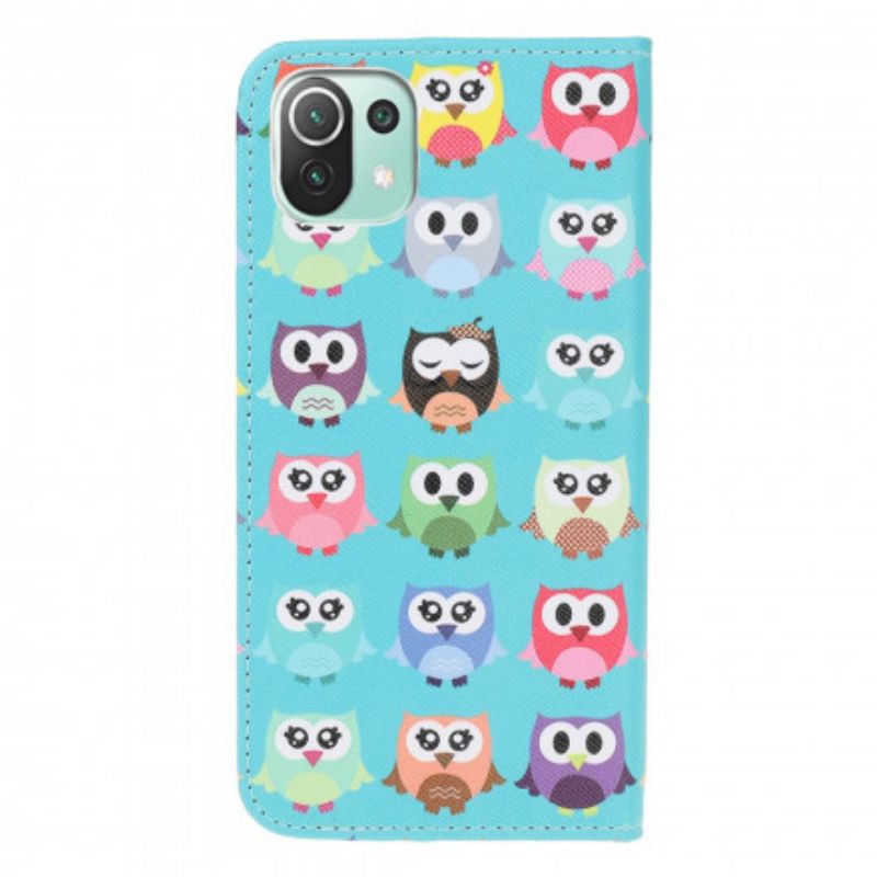 Læder Cover Xiaomi Mi 11 Lite 5g Ne / Mi 11 Lite 4g / 5g Telefon Etui Flere Ugler