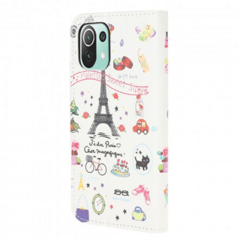 Læder Cover Xiaomi Mi 11 Lite 5g Ne / Mi 11 Lite 4g / 5g Telefon Etui Jeg Elsker Paris