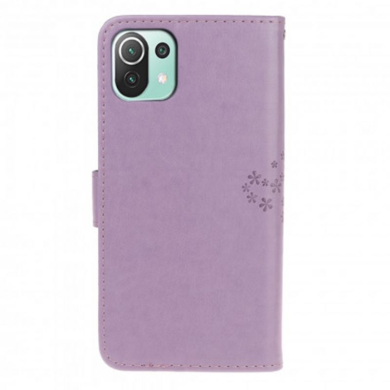 Læder Cover Xiaomi Mi 11 Lite 5g Ne / Mi 11 Lite 4g / 5g Telefon Etui Træ Og Ugler