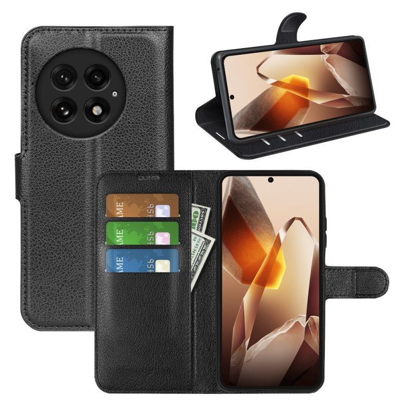 Flip Cover Oneplus 13 Klassisk Litchi Kunstlæder