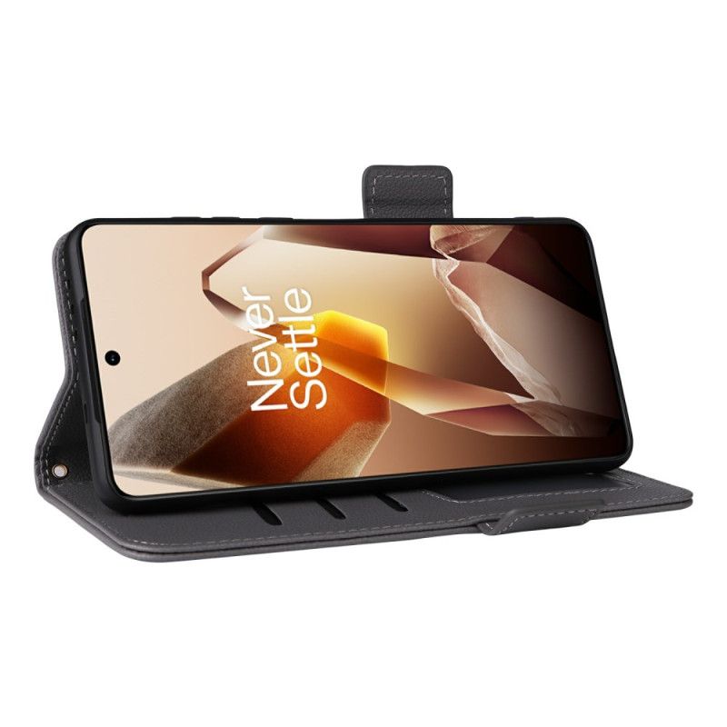 Flip Cover Til Oneplus 13 Tekstureret Kunstlæder Med Rem