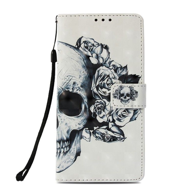 Flip Cover Læder Huawei Mate 20 Lite 3D Blomsterskalle