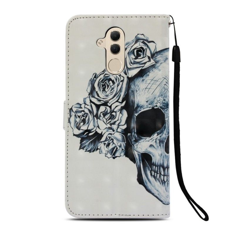 Flip Cover Læder Huawei Mate 20 Lite 3D Blomsterskalle