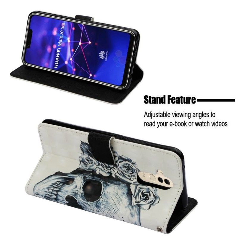 Flip Cover Læder Huawei Mate 20 Lite 3D Blomsterskalle