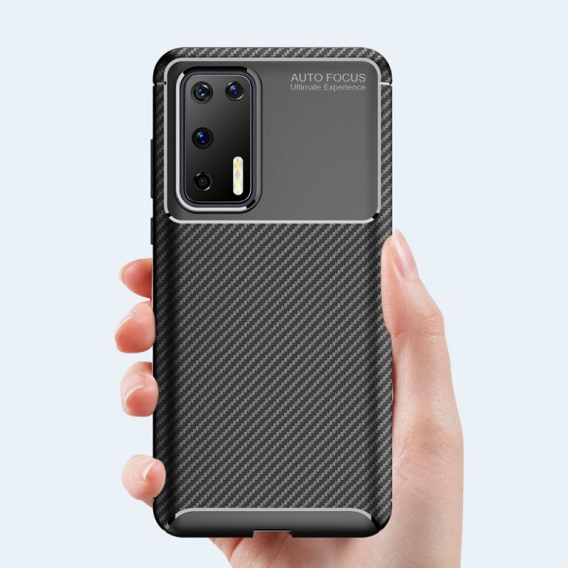 Cover for Huawei P40 Sort Fleksibel Kulfibertekstur
