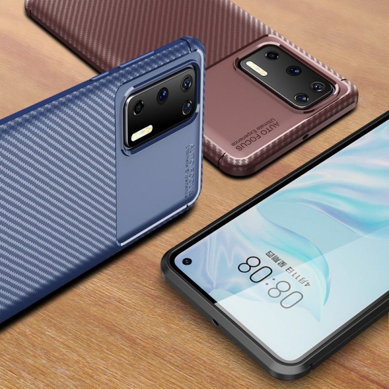 Cover for Huawei P40 Sort Fleksibel Kulfibertekstur