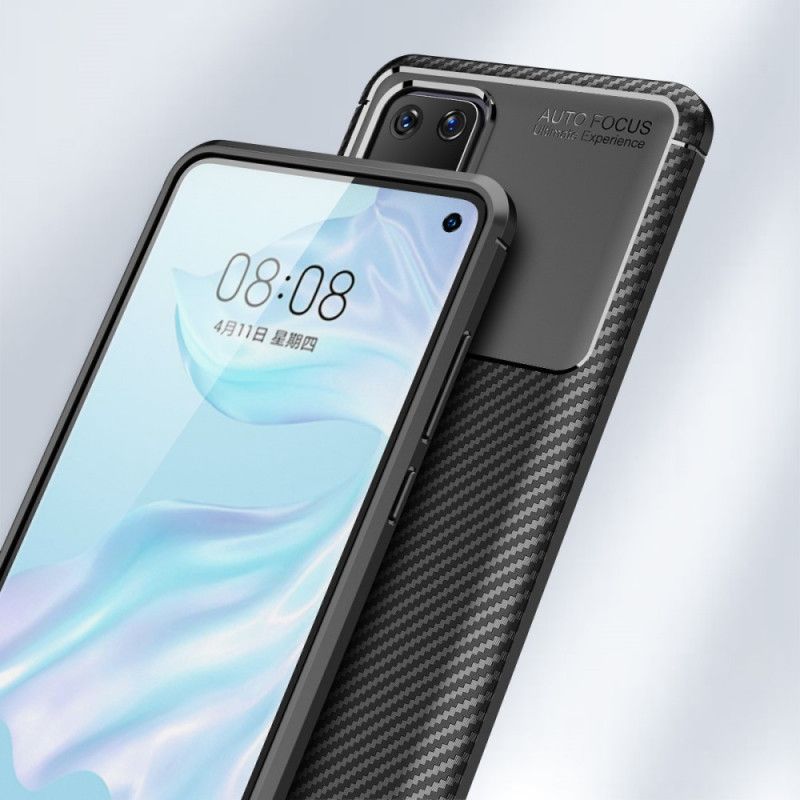 Cover for Huawei P40 Sort Fleksibel Kulfibertekstur