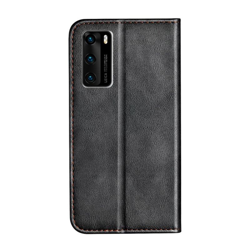Læder Cover Huawei P40 Grå Tofarvet Lædereffekt Original