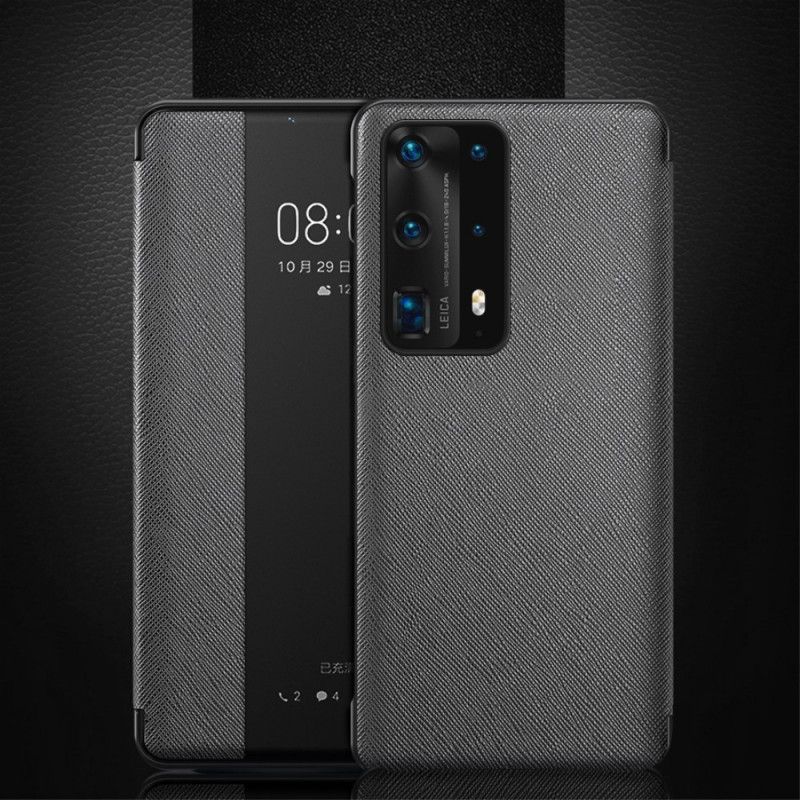 Vis Omslag Huawei P40 Sort Struktureret Kunstlæder