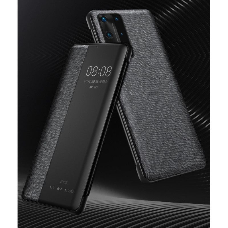 Vis Omslag Huawei P40 Sort Struktureret Kunstlæder