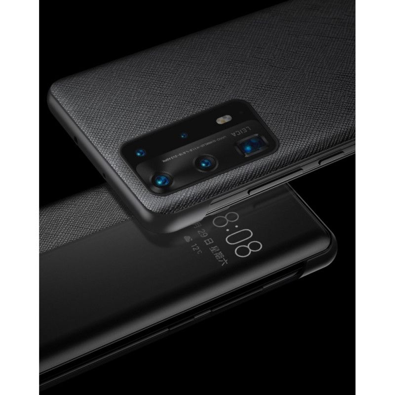 Vis Omslag Huawei P40 Sort Struktureret Kunstlæder