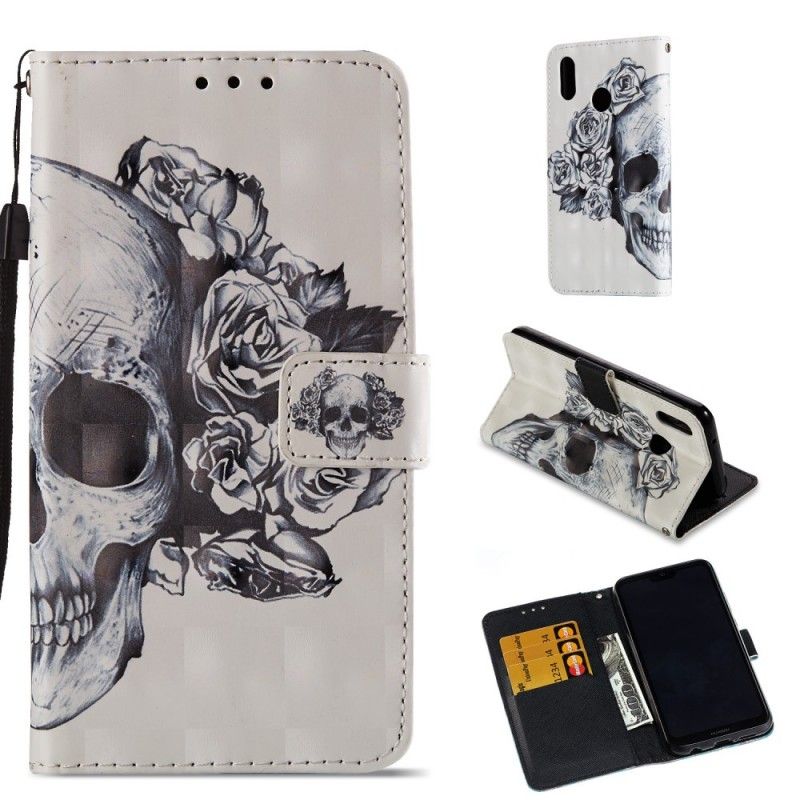 Flip Cover Huawei P20 Lite Mobilcover 3D Blomsterskalle