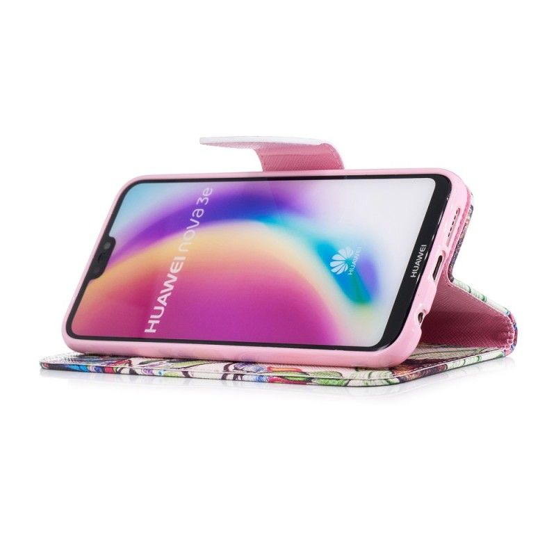 Flip Cover Læder Huawei P20 Lite Farvet Træ Original