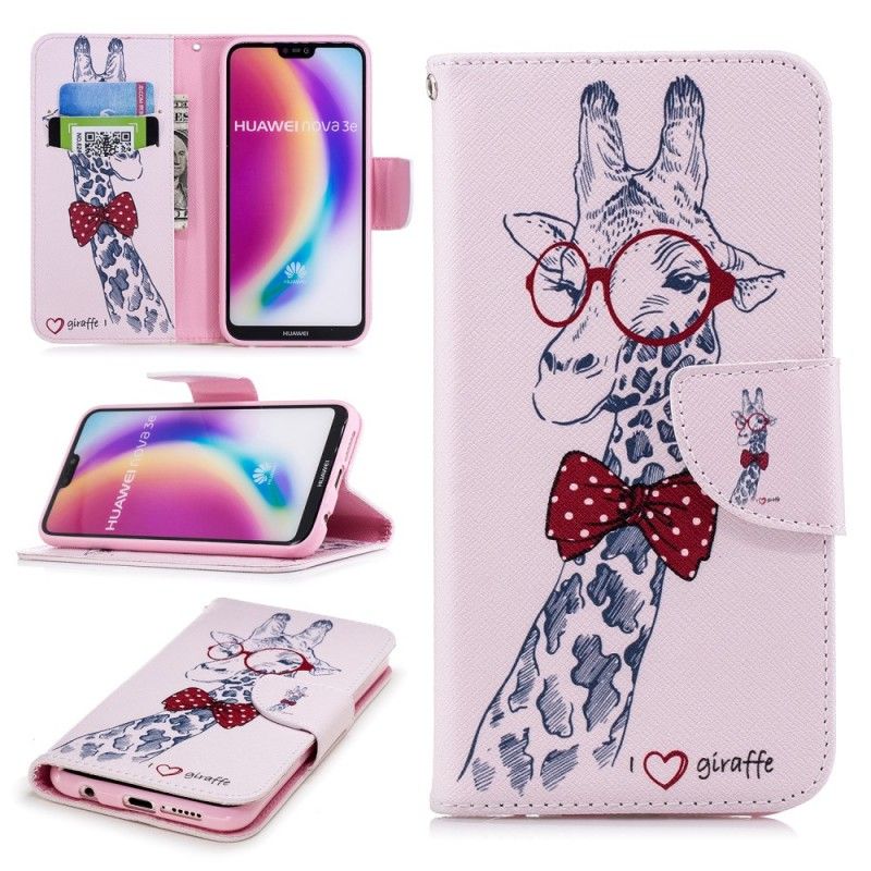 Flip Cover Læder Huawei P20 Lite Nørd Giraf