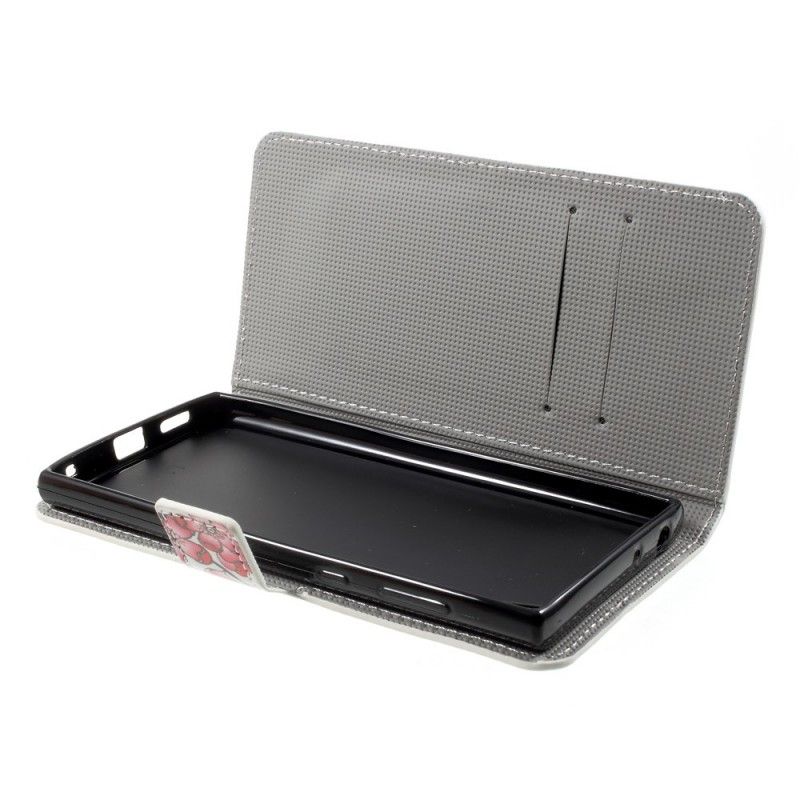 Flip Cover Læder for Sony Xperia L1 Magenta Tropiske Blomster