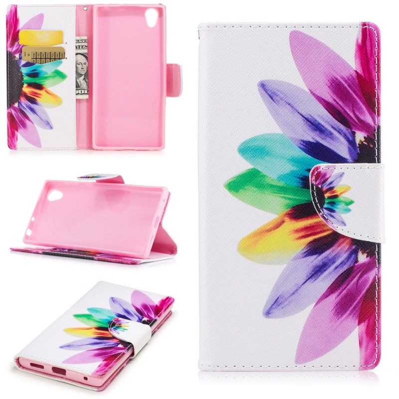 Flip Cover Læder Sony Xperia L1 Akvarelblomst Original