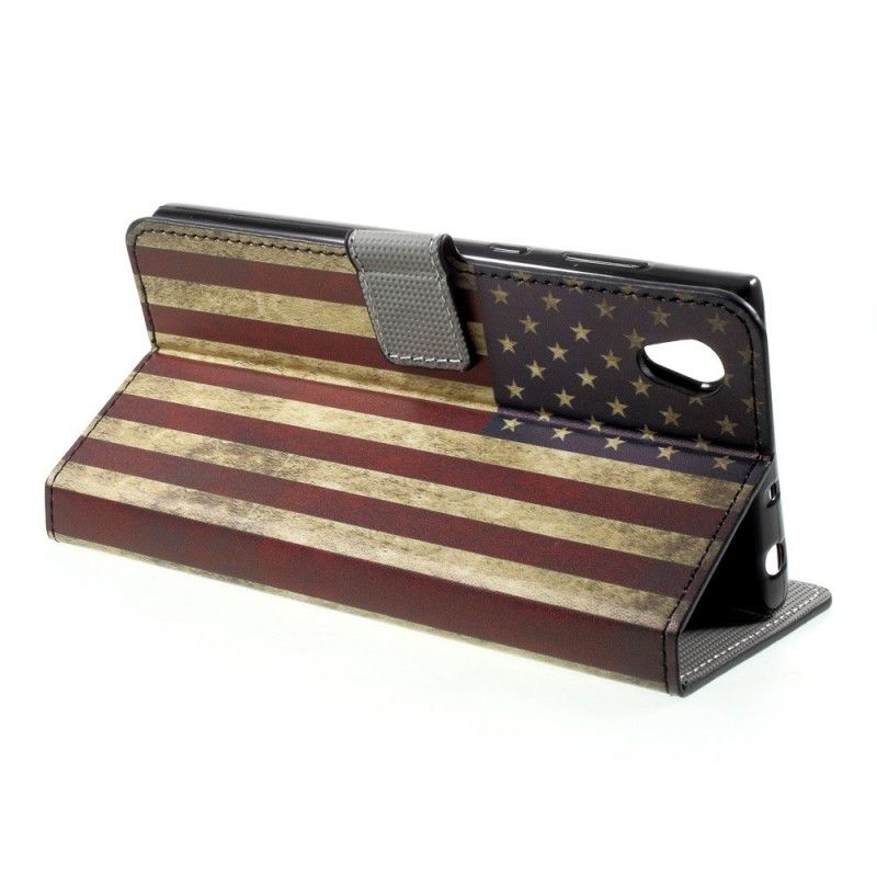 Flip Cover Læder Sony Xperia L1 Usa Flag