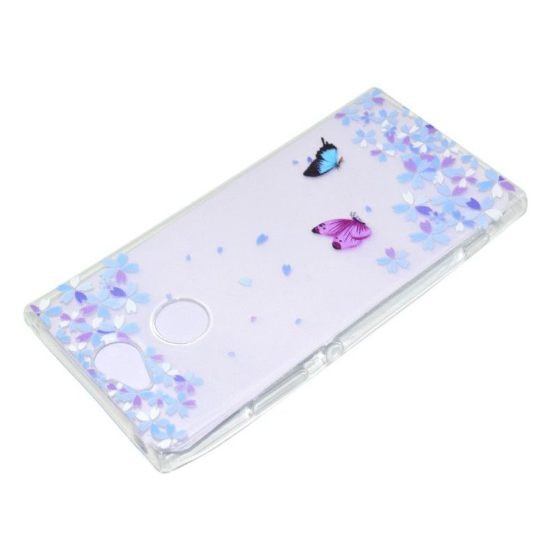 Cover Sony Xperia XA2 Mobilcover Gennemsigtige Sommerfugle Og Blomster