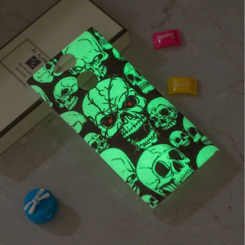 Cover Sony Xperia XA2 Mobilcover Opmærksomhed Fluorescerende Kranier