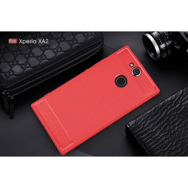 Cover Sony Xperia XA2 Rød Børstet Kulfiber