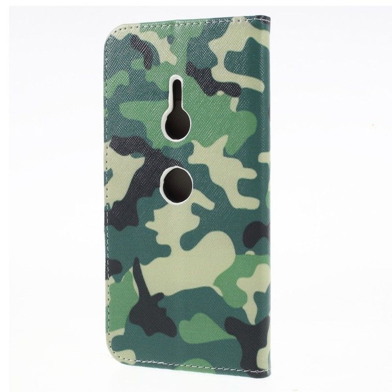 Flip Cover Læder Sony Xperia XZ3 Militær Camouflage