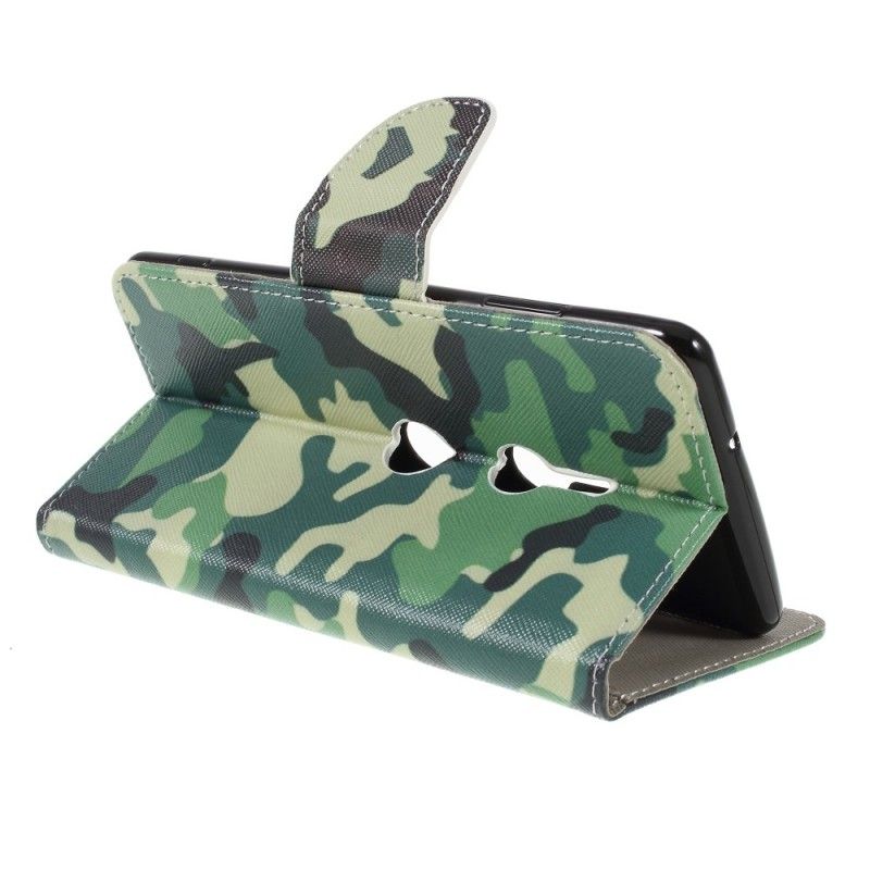 Flip Cover Læder Sony Xperia XZ3 Militær Camouflage