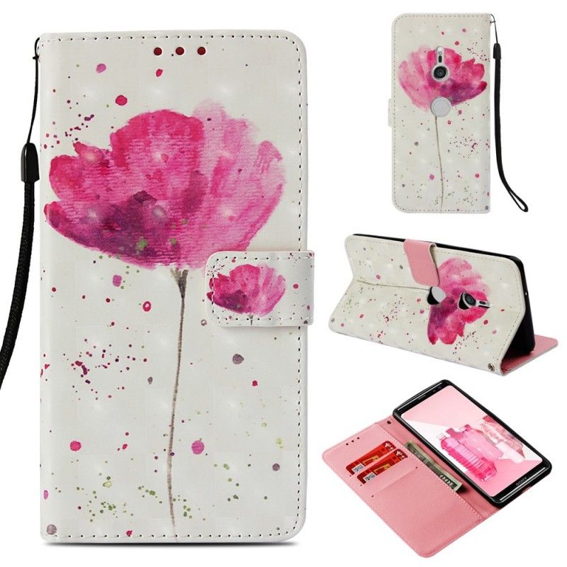 Flip Cover Sony Xperia XZ3 3D Akvarelvalmue