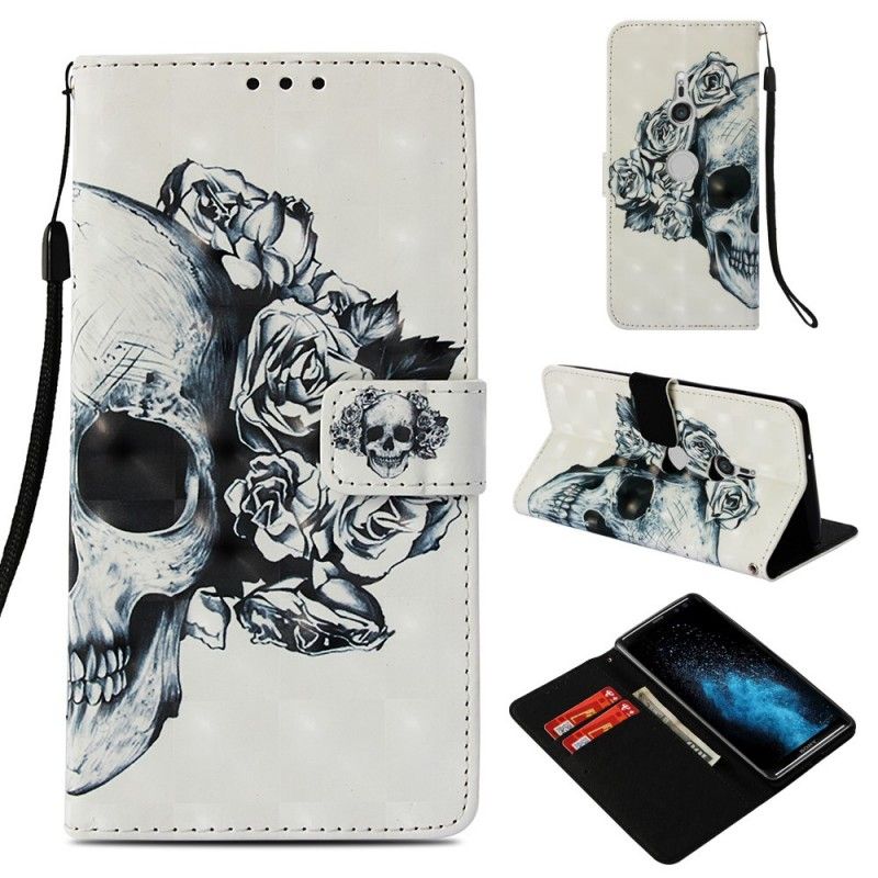 Flip Cover Sony Xperia XZ3 Mobilcover Blomstret Kranium