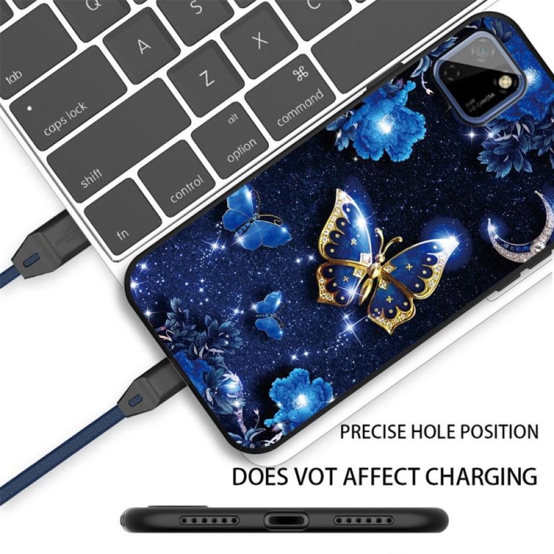 Cover Huawei Y5p Mobilcover Gylden Sommerfugl