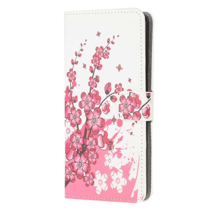 Flip Cover Huawei Y5p Magenta Mobilcover Tropiske Blomster
