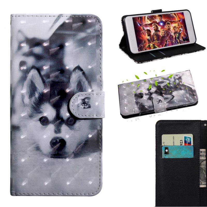Flip Cover Huawei Y5p Mobilcover Sort Og Hvid Hund