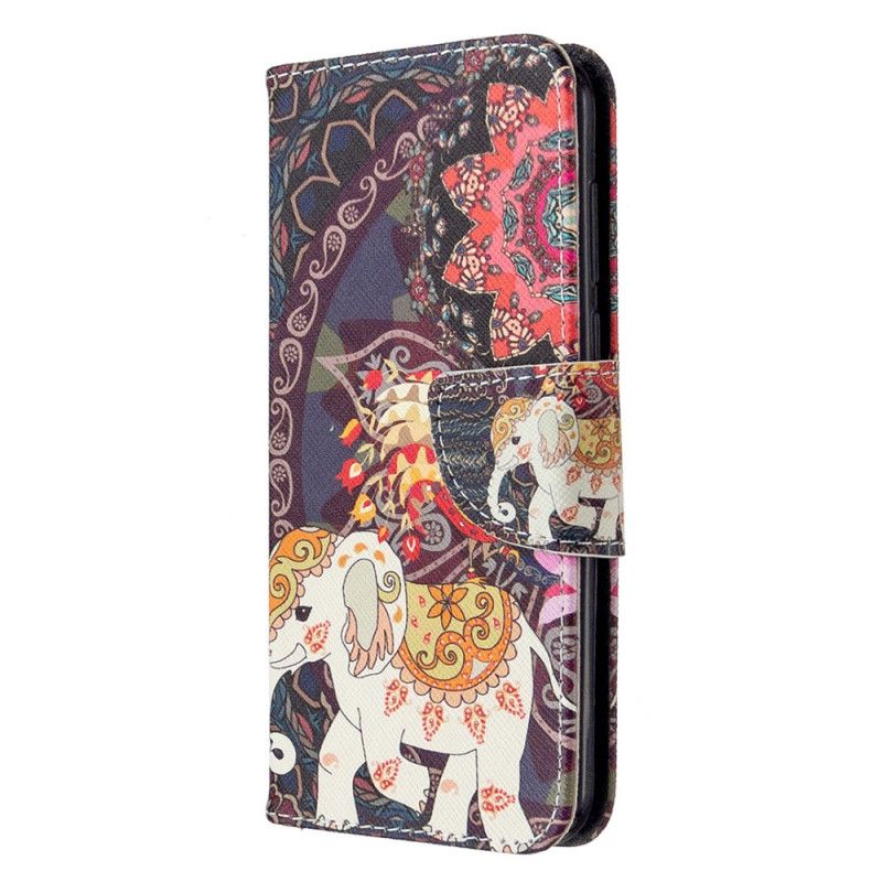 Flip Cover Læder for Huawei Y5p Etnisk Elefantmandala