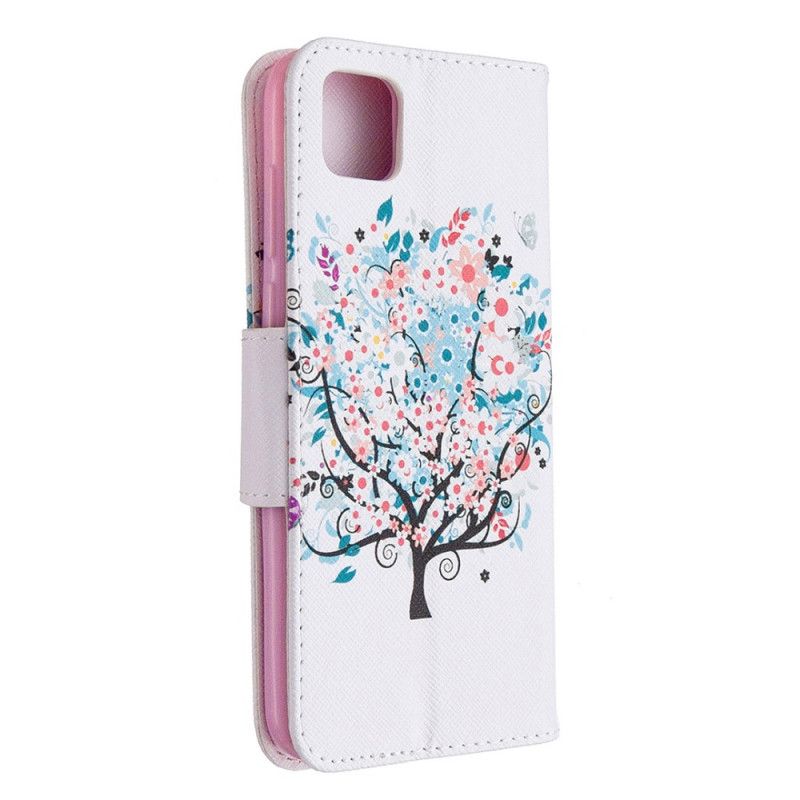Flip Cover Læder Huawei Y5p Blomstret Træ