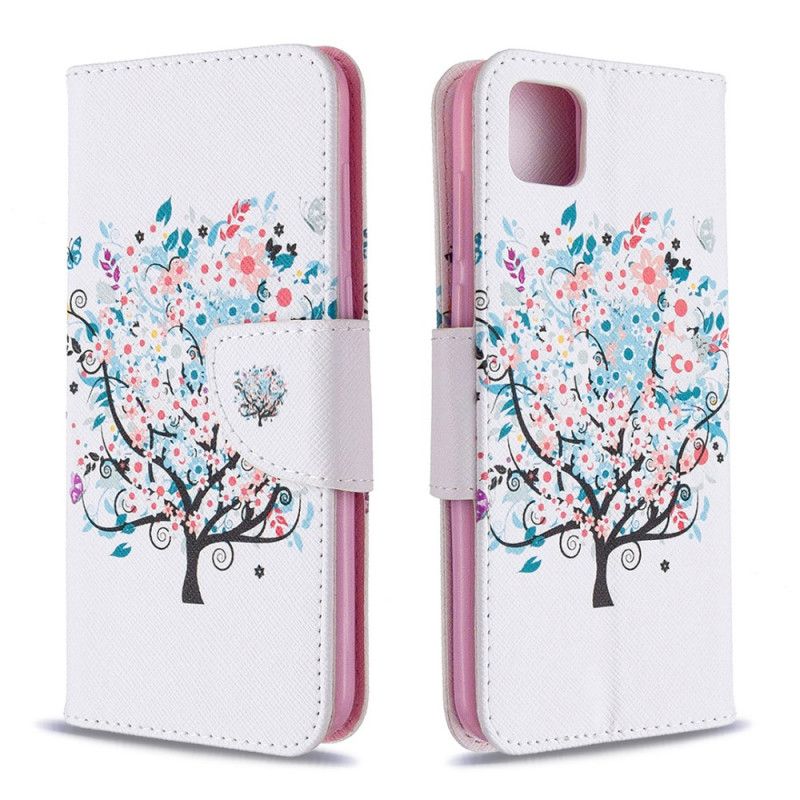 Flip Cover Læder Huawei Y5p Blomstret Træ