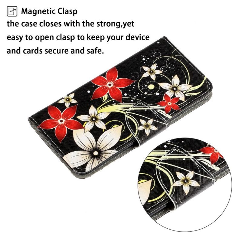 Flip Cover Læder Huawei Y5p Farverige Blomster Med Rem