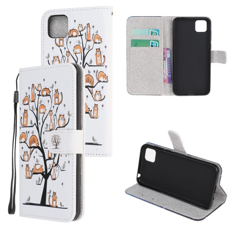 Flip Cover Læder Huawei Y5p Funky G-Streng Katte