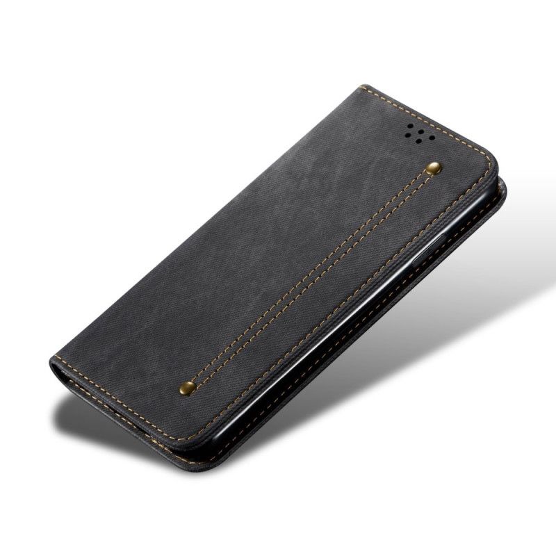 Læder Cover Huawei Y5p Sort Mobilcover Imiteret Læder Tekstur Jeans