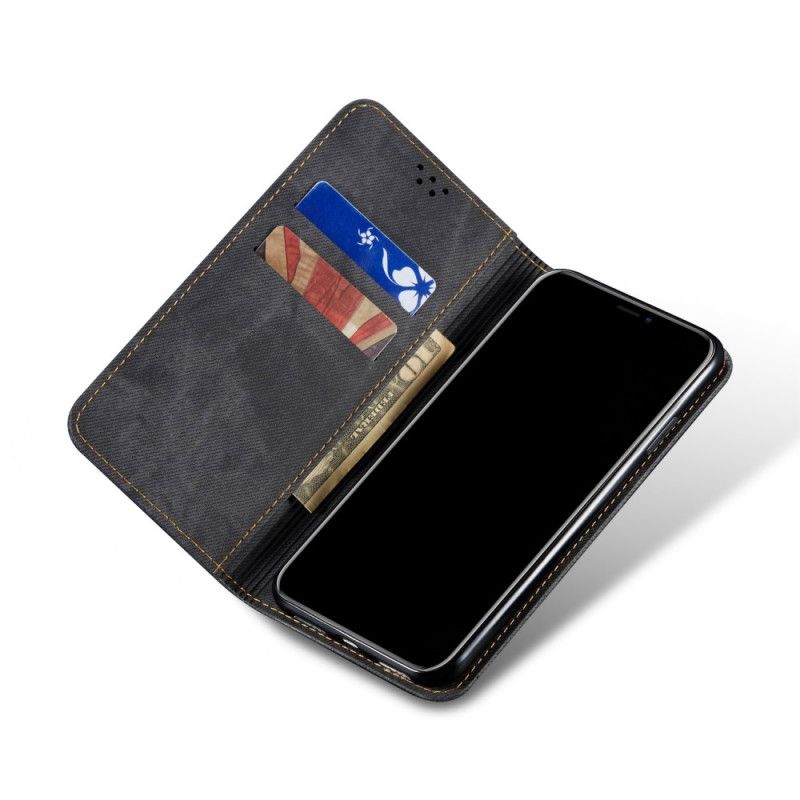 Læder Cover Huawei Y5p Sort Mobilcover Imiteret Læder Tekstur Jeans